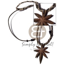 cannabis shape 35mm antique carabao bone in 2 rows braided adjus
