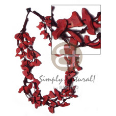 3 rows red coco chips in wine colored wax cord  18in