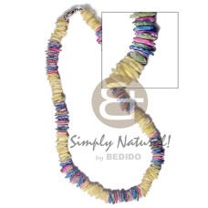 multicolored white rose  puka shells  barrel lock  18in