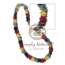 multicolored white rose  puka shells  barrel lock  18in