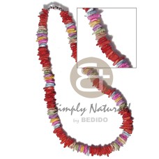 multicolored white rose  puka shells  barrel lock  18in