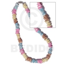 multicolored white rose  puka shells  barrel lock  18in