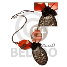 2 pcs 40mmx53mm flat octagon orange resin wood combination with wood beads accent  80mmx50mm oval crackle