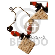 2 pcs 33mmx45mm flat octagon orange resin wood combination with wood beads accent 65mm diamond stones chips