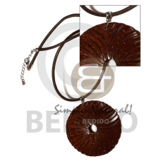 70mm round swirl groove coco pendant with topcoat  in 3mm wax cord 