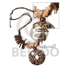 50mm donut coco chips in marbled resin with coco sticks and nassa shells accent in double wax cord 18