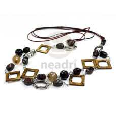 double row laminated square kabibe shells with camagong tiger ebony hardwood beads combination and glass cr
