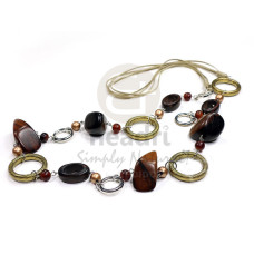 looped chunky camagong tiger ebony hardwood with accents in soutach cords  36in
