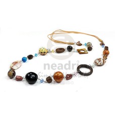 camagong tiger ebony hardwood with glass crystals accents in soutache cords  36in