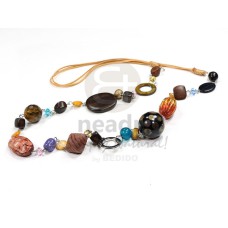 camagong tiger ebony hardwood with glass crystals accents in soutache cords  36in