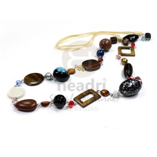 camagong tiger ebony hardwood with glass crystals accents in soutache cords  36in