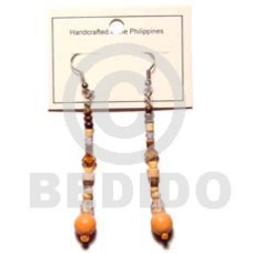 orange dangling wood beads with acrylic crystals 2 3