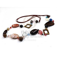 camagong tiger ebony hardwood with glass crystals accents in soutache cords  36in