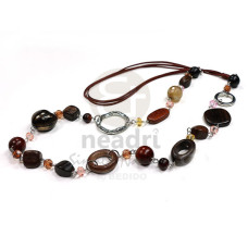 looped camagong tiger ebony hardwood with kukui nuts combination and accents in soutache cords  36in