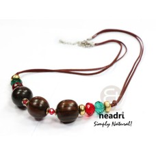 20mm camagong tiger ebony hardwood beads with glass crystal accents in wax cord  18in