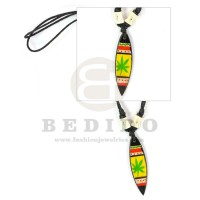 wooden surfboard rasta in adjustable wax cord / surfer