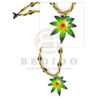 wooden leaves rasta in adjustable wax cord / surfer
