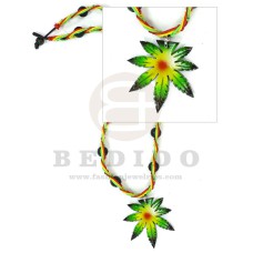 wooden leaves rasta in adjustable wax cord / surfer