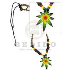 wooden leaves rasta in adjustable wax cord / surfer