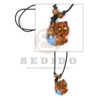 tribal clay pendant  in adjustable wax cord / surfer