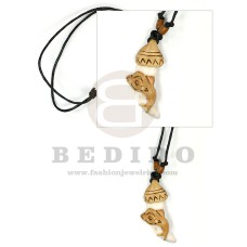 tribal clay pendant  in adjustable wax cord / surfer