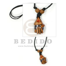 tribal clay pendant  in adjustable wax cord / surfer