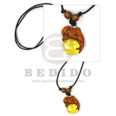 tribal clay pendant  in adjustable wax cord / surfer