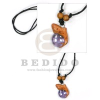 tribal clay pendant  in adjustable wax cord / surfer
