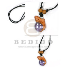tribal clay pendant  in adjustable wax cord / surfer
