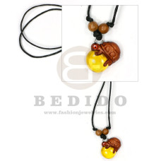 tribal clay pendant  in adjustable wax cord / surfer