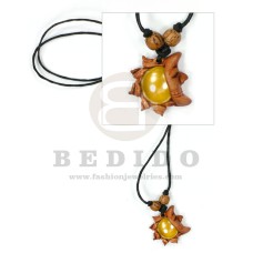 tribal clay pendant  in adjustable wax cord / surfer