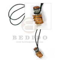 tribal clay pendant  in adjustable wax cord / surfer