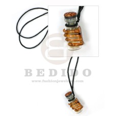 tribal clay pendant  in adjustable wax cord / surfer