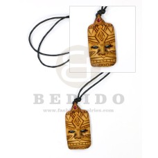 tribal clay pendant  in adjustable wax cord / surfer