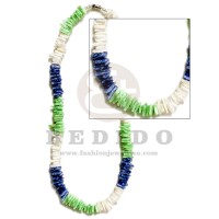 white rose puka shell colored combi / blue / green / white / 18 in / surfer
