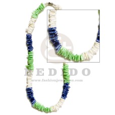 white rose puka shell colored combi / blue / green / white / 18 in / surfer
