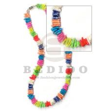 white rose puka shell neon multi colored combi / 18 in / surfer