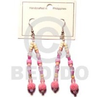 pink dangling limestone beads with acrylic crystals 2 3