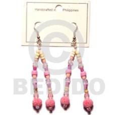pink dangling limestone beads with acrylic crystals 2 3