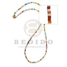 orange blue yellow white alternates 2-3mm acrylic beads 23 inches length reading glasses necklace
