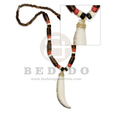 4-5mm coco beads tiger w/ 7-8 coco pokalet beads in red bleached black with wood tube / cowrie shell
