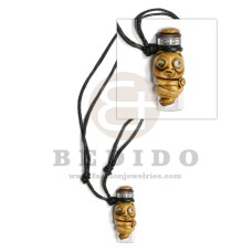 adjustable leather thong with tribal face in a bottle pendant