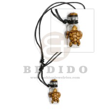 adjustable leather thong with turtle design bottle pendant