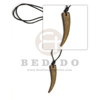 adjustable leather thong with carabao horn carved fang pendant
