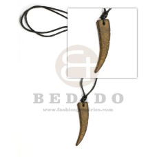adjustable leather thong with carabao horn carved fang pendant