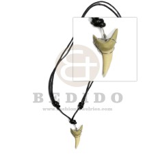 adjustable leather thong with shark tooth pendant