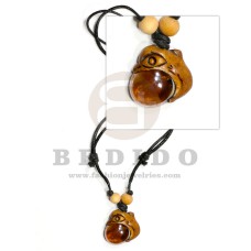 adjustable leather thong with dolphin and resin pendant