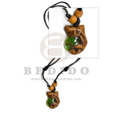 adjustable leather thong with shark and resin pendant