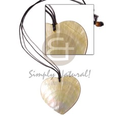 cord with 50mm heart mother of pearl shell (MOP) pendant
