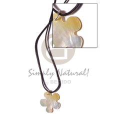 cord with 30mm mother of pearl shell (MOP) flower pendant